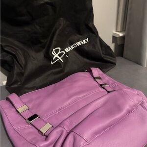 B. Makowsky Lavender Leather Handbag